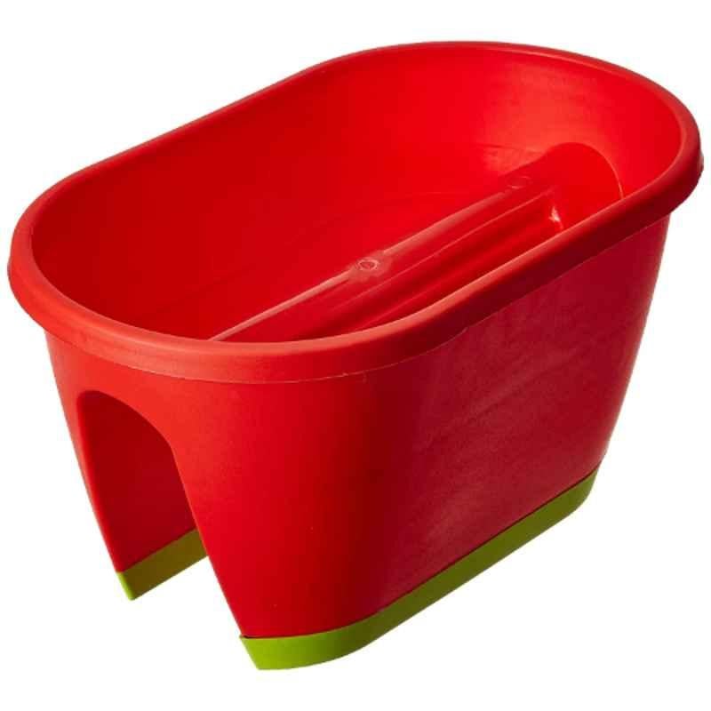 Gardens Need 50x30x27cm 20 inch Big Plastic Rectangular Red Railing Pot Set, (Pack of 2)