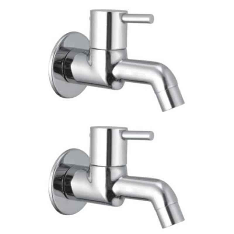 Drizzle Flora 2 Pcs Brass Chrome Finish Silver Bib Cock Set, ABIBFLORA2