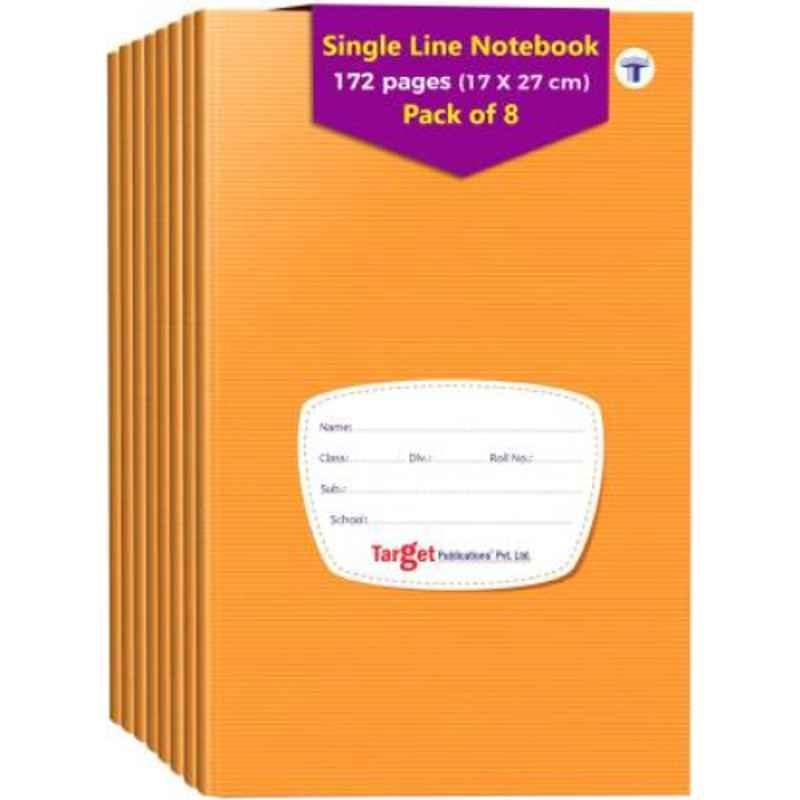 Target Publications Regular 172 Pages Brown Ruled Single Line Notebook (Pack of 8)