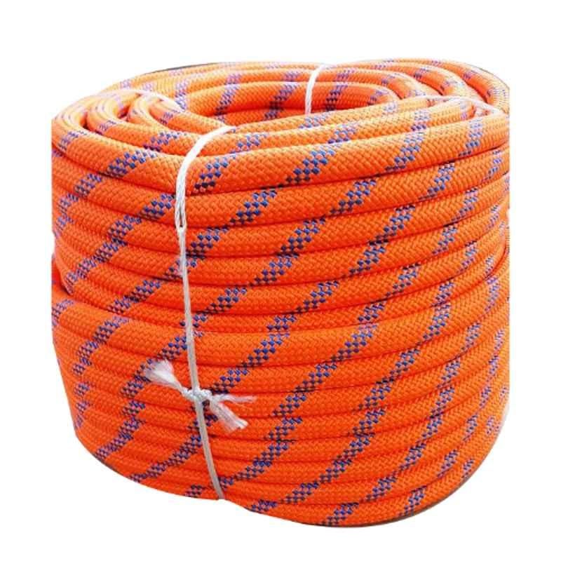 Grip 10.5mm 3 Strands Braided Nylon Orange & Green Climbing Rope, Length: 100 m