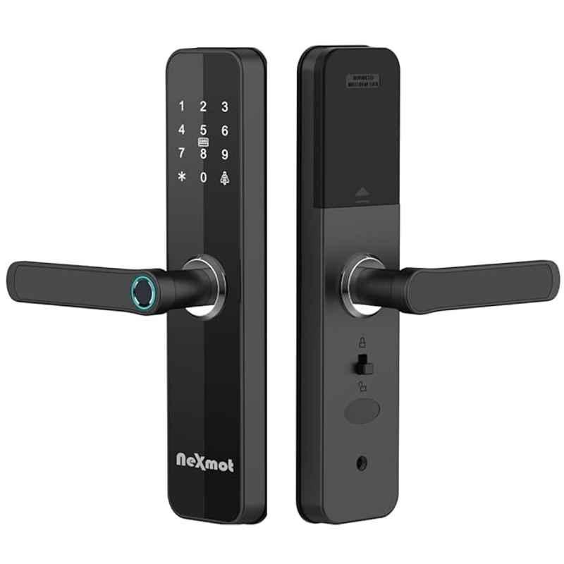 Nexmot NX M10 Glossy Black Aluminium Zinc Alloy 5 Ways Access Method Smart Door Lock