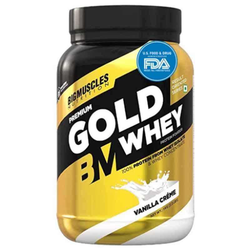 Big Muscles 1kg Vanilla Cream Premium Gold Whey Protein
