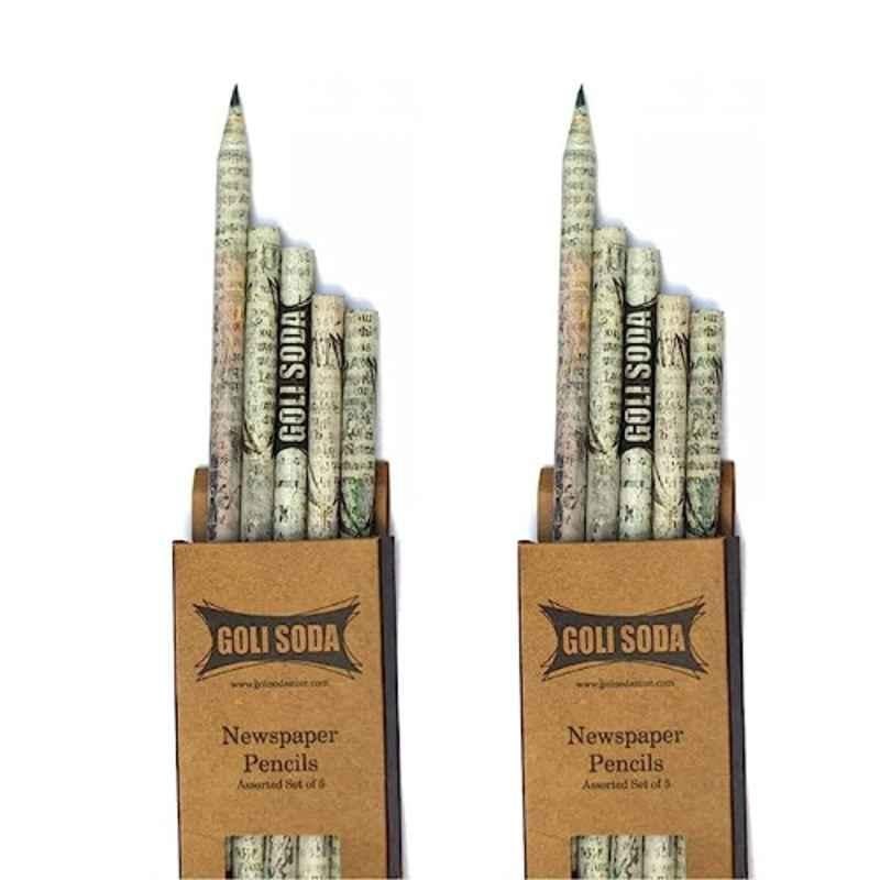 Goli Soda 5 Pcs Plain Newspaper Pencil Set, GSP002x2 (Pack of 2)