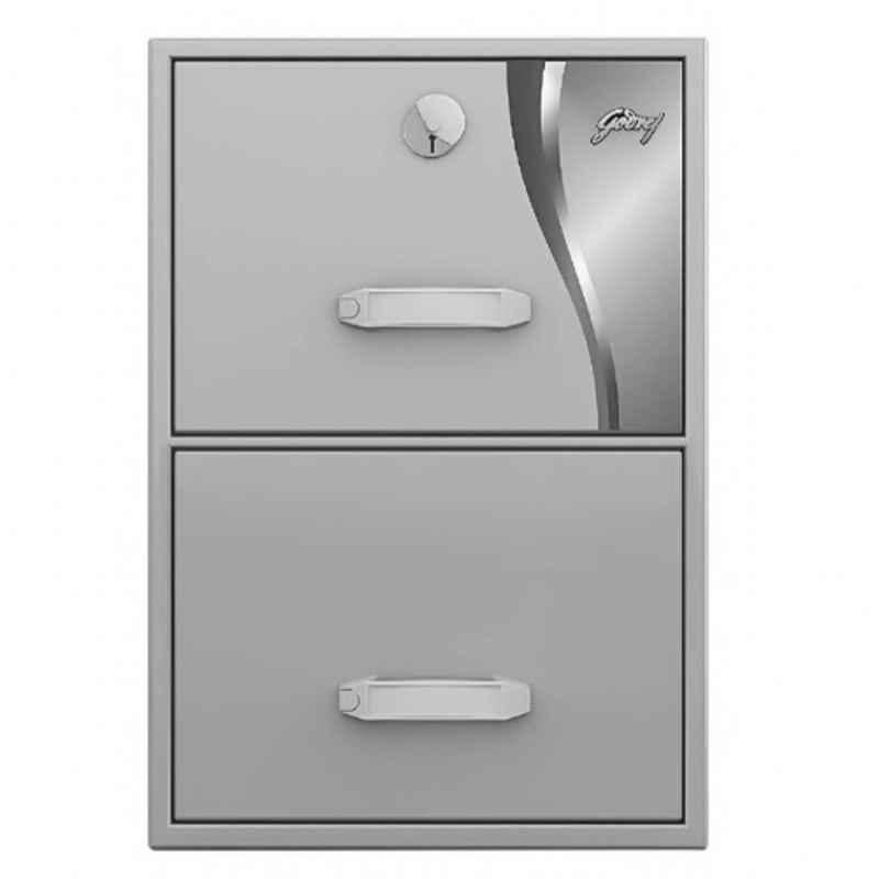 Godrej Alloy Steel Bluish Grey & White 2 Drawer Powder Coated Manual Fire Resistant Filling Cabinet