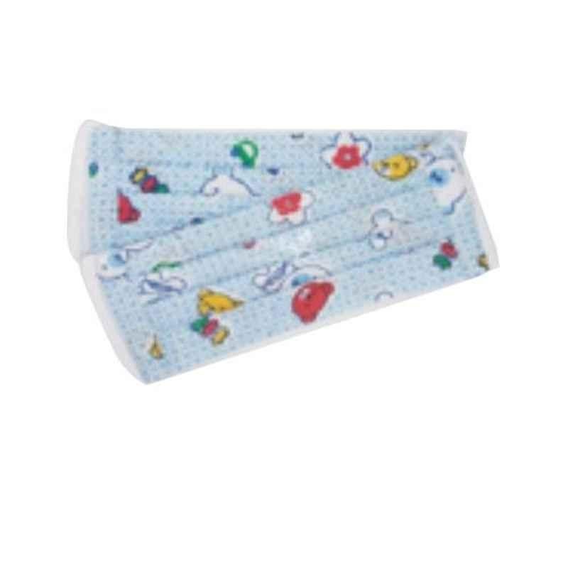 Ivillage 2 Pcs Small Cotton Blue Baby Print Fabric Face Mask for Kids Set, Mask01S_Printed1 (Pack of 25 )