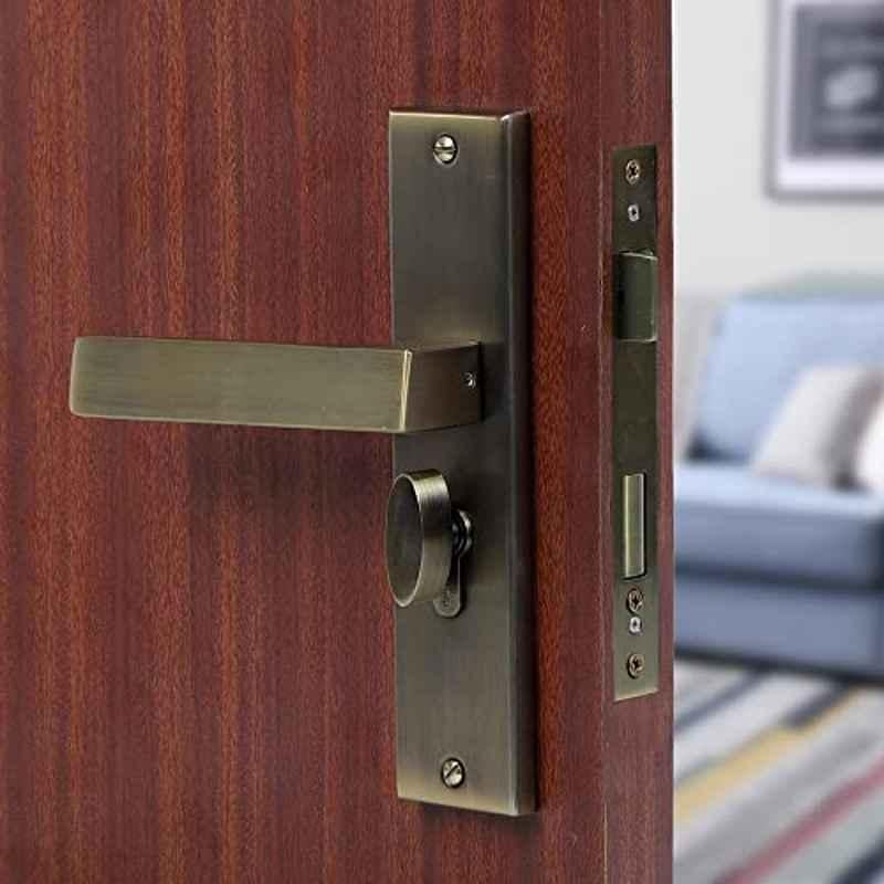 Voltizi 8 inch Stainless Steel 304 Antique Finish Cylindrical Plate Mortise Door Lock Handle Set with One Side Key, LB-10003
