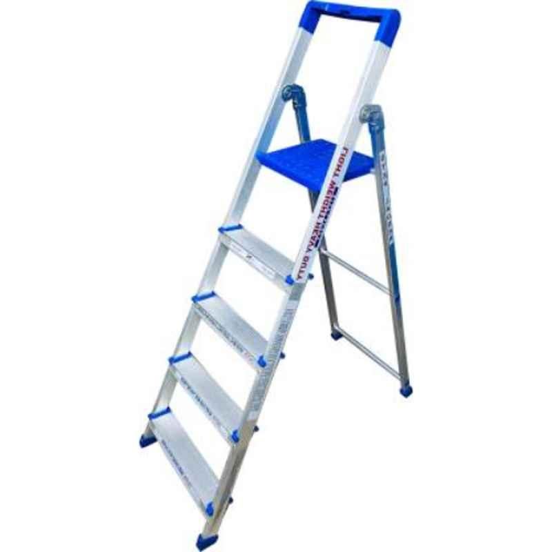 TNC 75kg 5 Step Silver & Blue Economy Aluminium Ladder with Platform