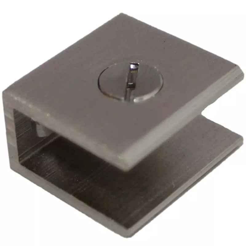 RiseOm 1x1 inch Brass SS Matt Glass Clip Clamp Bracket, A2-79KC-5GSX (Pack of 10)