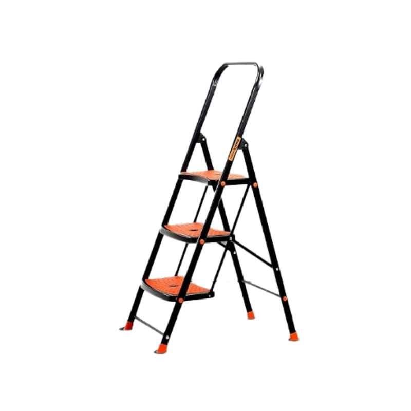 Bathla Boost Rhino 3 Step Alloy Steel Orange & Black Heavy Duty Ladder, 3ASL-OB