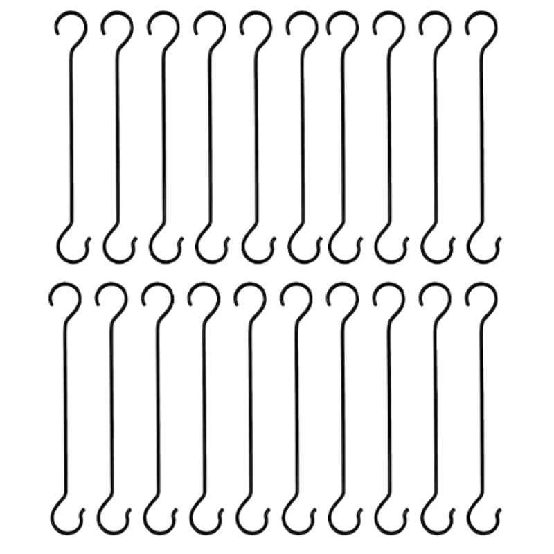 Cinagro Metal Black Heavy Duty S Shaped Multipurpose Hangers, CIN-SHAN-P20 (Pack of 20)