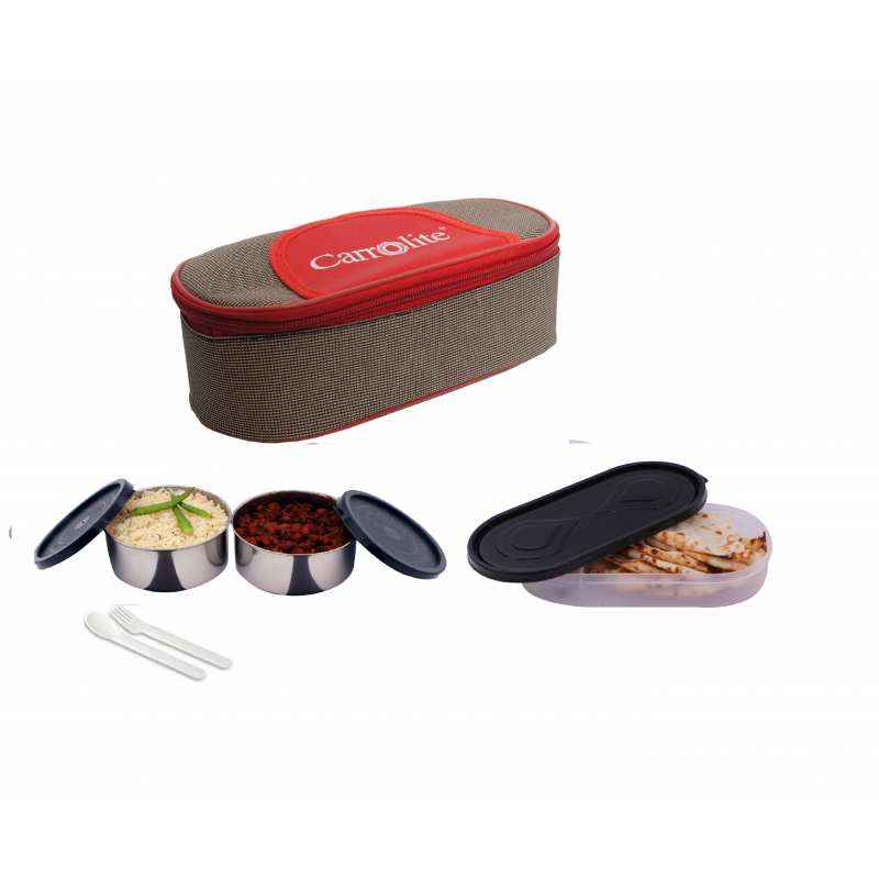 Carrolite 650ml Brown & Black Stainless Steel Lunchbox, Black_010