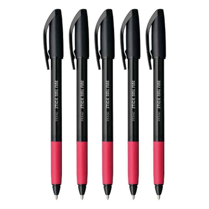 PENAC Stick Red Ball Pen, BA3401-02FPO5 (Pack of 5)