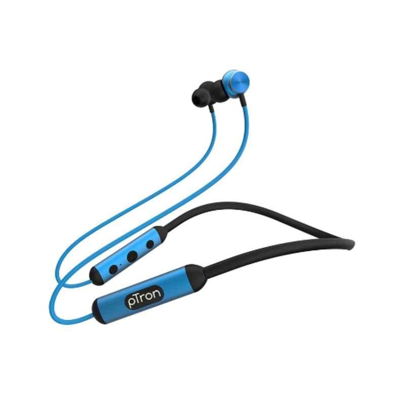 Ptron Ultima Black & Blue Water Resistant Wireless Headphones