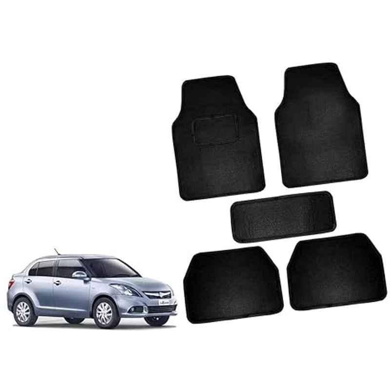 Auto Pearl 5 Pcs Polyester Black Car Floor Carpet Set for Maruti Suzuki Dzire Type3