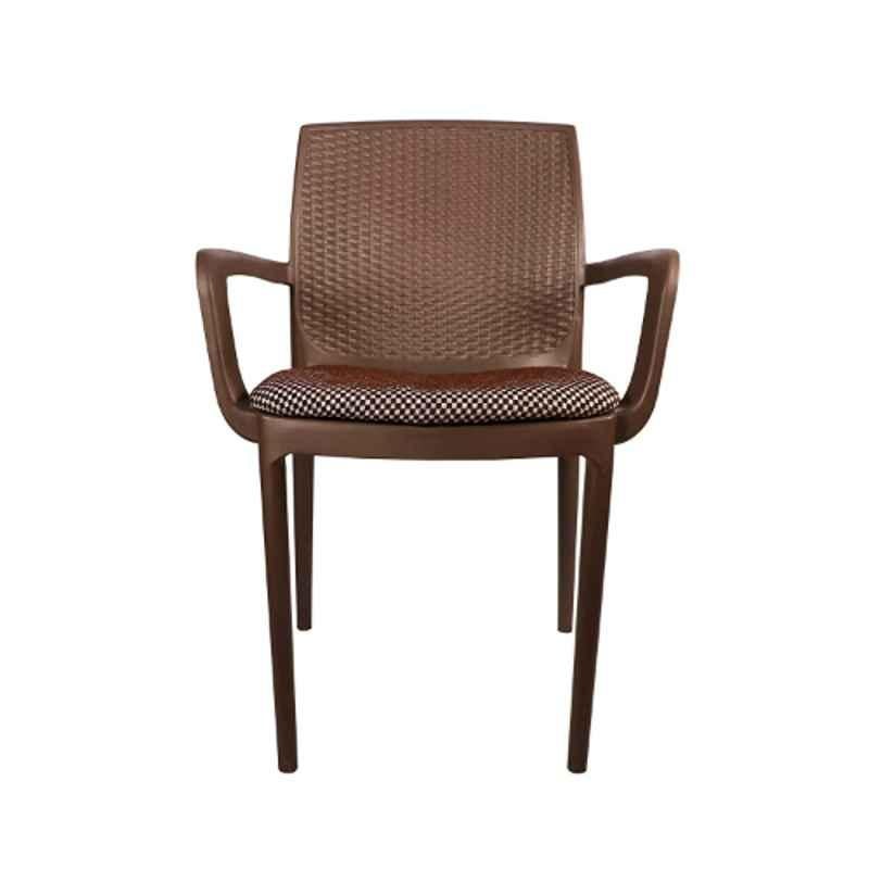 Diya Alpha Brown Solid Back Cushion Plastic Chair with Arm