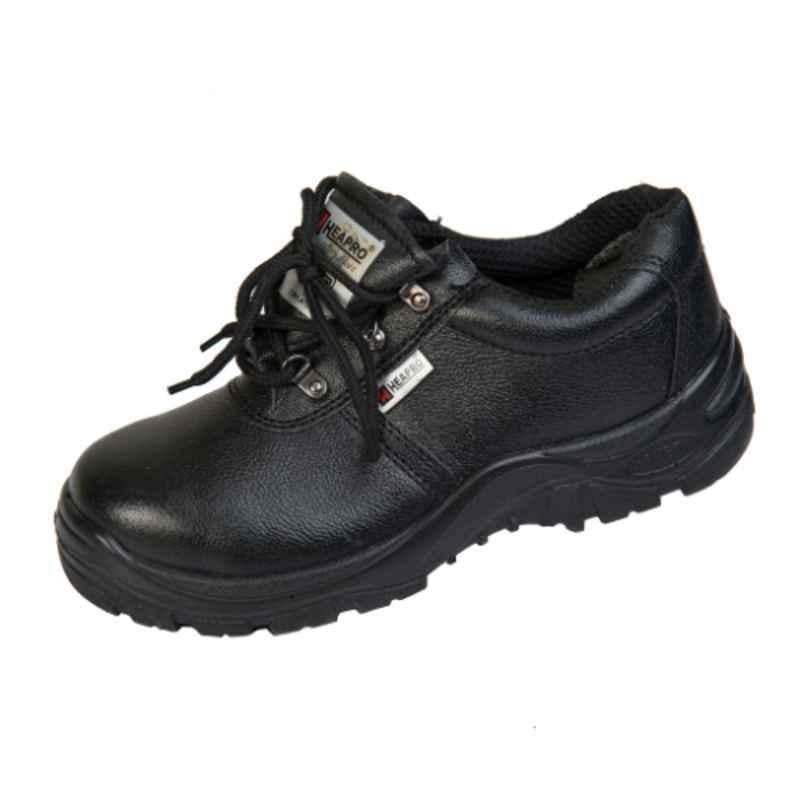 Heapro HI-501 Leather Low Ankle Black Work Safety Shoes, Size: 5