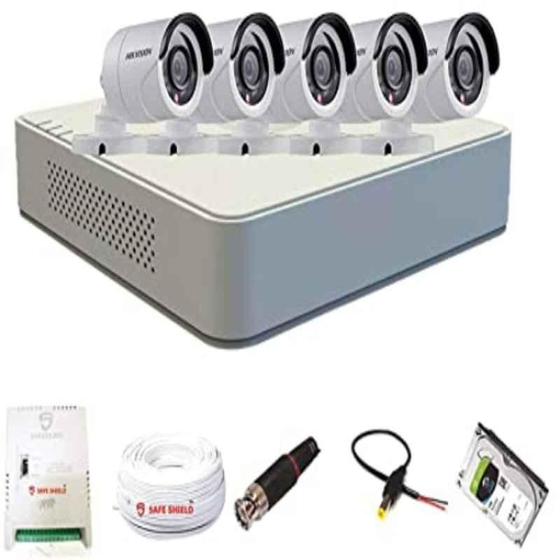 Hikvision 7A08-COT-ECO 8 Channel White DVR & 5 Pcs Bullet LED CCTV Camera with Speedlink Cable & Power Supply Surveillance Kit, HIK1MPECO5B1TBHD