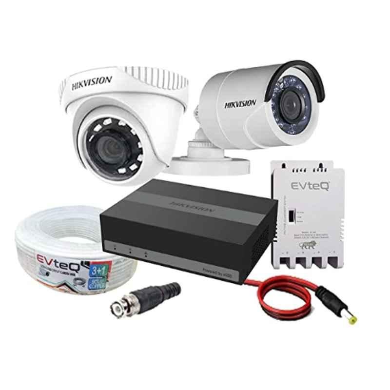 Hikvision EVteQ 1MP 1 Dome, 1 Bullet & 4 Channel 300 GB Embedded Storage SSD DVR CCTV Camera Combo Kit, SK1MP1D1B