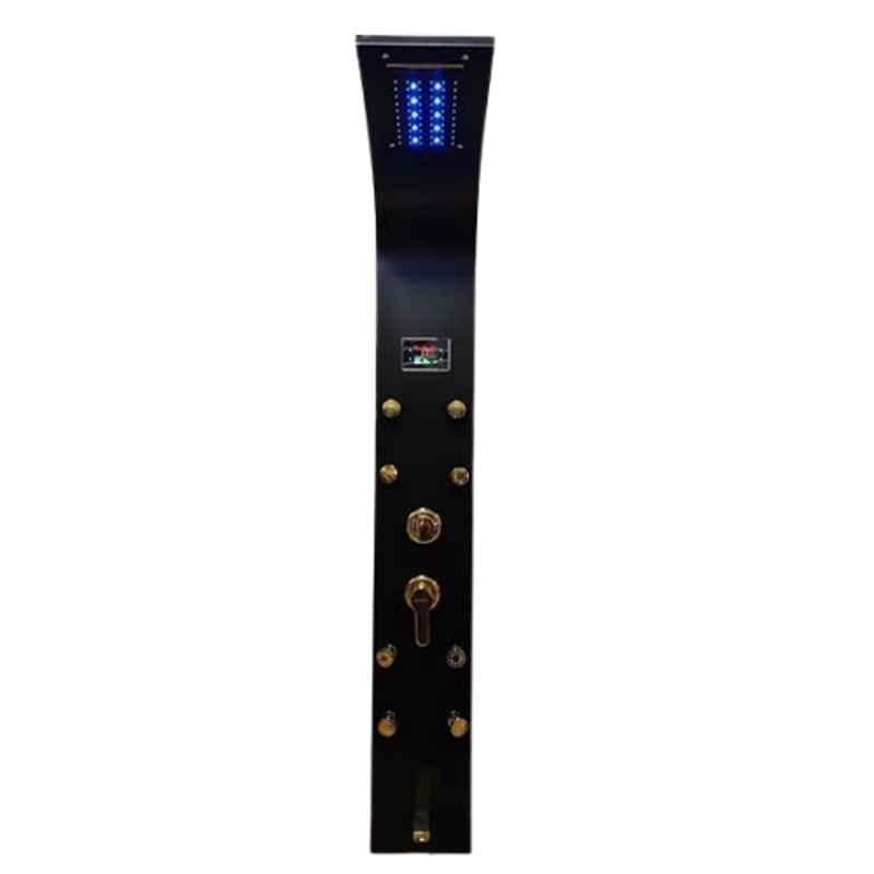 ZeeCry Luxury Black Stainless Steel Wall Mounted Multifunction Shower Panel with 8 Body Massage Spray & Digital Display