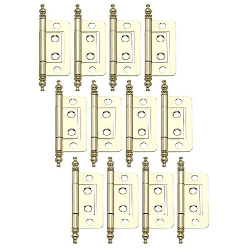 Screwtight 2 inch Iron Brass Plated Finial Hinge with Mounting Screws, S171601EB-12 (Pack of 12)