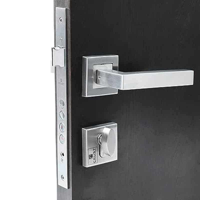Homexpert Rose Elan 60mm Stainless Steel Silver Cylindrical Plate One Side Key Mortise Door Lock Set