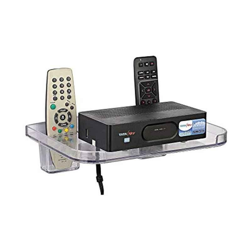 Logger White Acrylic Unbreakable Set Top Box Stand with 2 Remote Holder