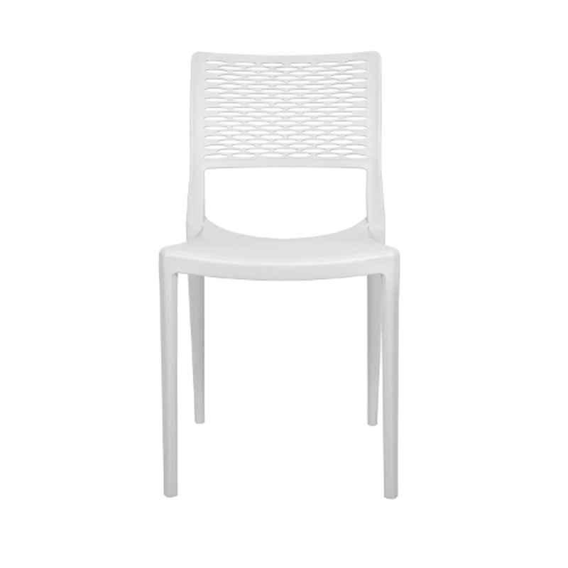 Diya Spring White Solid Back Plastic Chair without Arm
