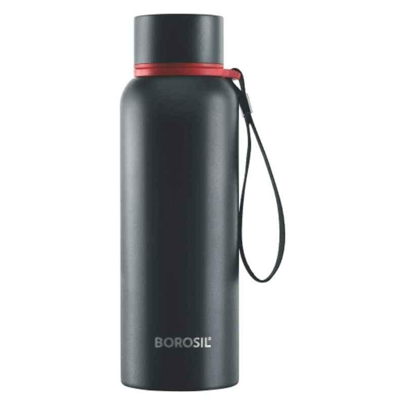 Borosil Trek 850ml Stainless Steel Black Hydra Vacuum Insulated Flask Water Bottle, BT850BLK102