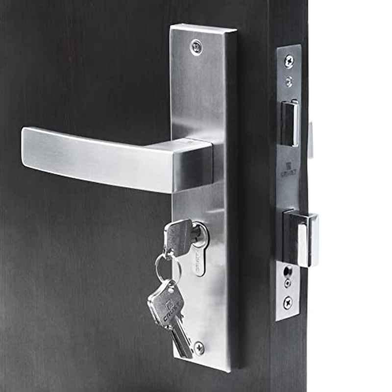 Homexpert LB10001 8 inch 60mm Stainless Steel Silver Cylindrical Plate One Side Key Mortise Door Lock Set