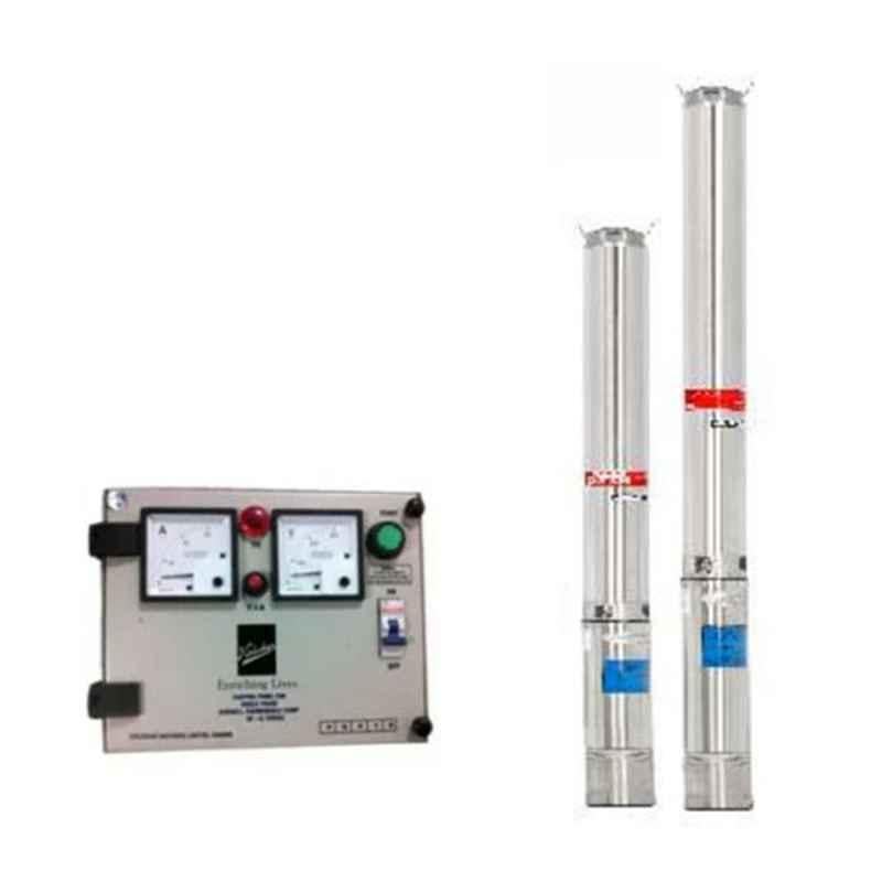 Kirloskar KU4-0727 3HP 2.2kW 32mm Borewell Oil Filled Submersible Pump with Control Panel, D11440300190