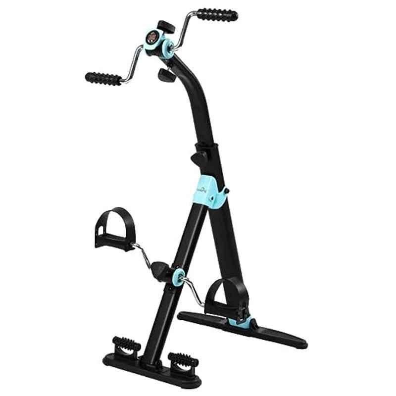 Dolphy Alloy Steel Black Mini Cycling Trainer Arm & Leg Pedal Exerciser with LCD Display & Foot Massage Roller, DGC21