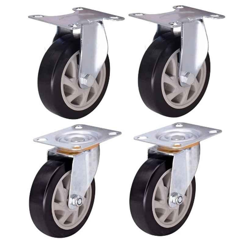 Equal 4 Pcs 150kg 4 inch PVC Black Heavy Duty Caster Wheel Set, EBCWP04-04