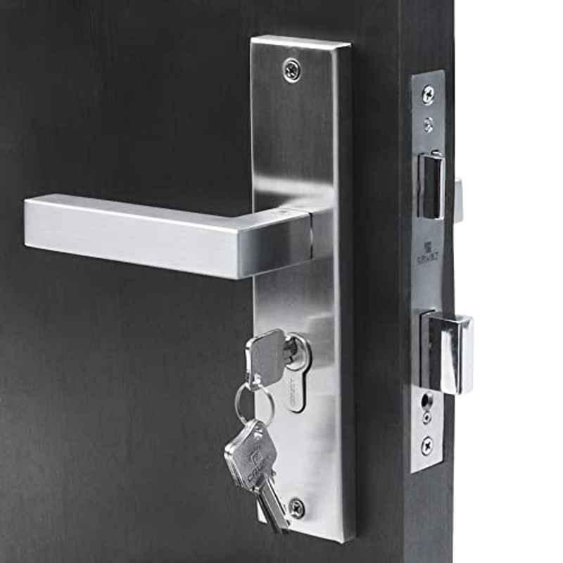 Homexpert LB201 8 inch 60mm Stainless Steel Silver Cylindrical Plate One Side Key Mortise Door Lock Set