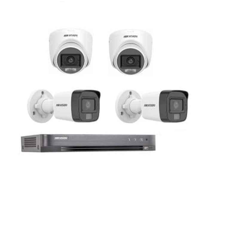 Hikvision EVteQ 5MP 20m Smart Dual-Light Built-in Mic 2 Dome & 2 Bullet CCTV Camera with DVR Kit, HIK5MPKITWITHOUTACCESORRIES