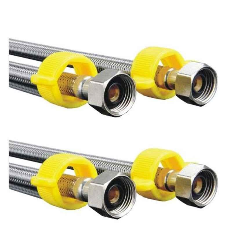 Drizzle 4 Pcs 24 inch Heavy Duty Stainless Steel Chrome Finish Silver Connection Pipe Set, A24CPIPE4