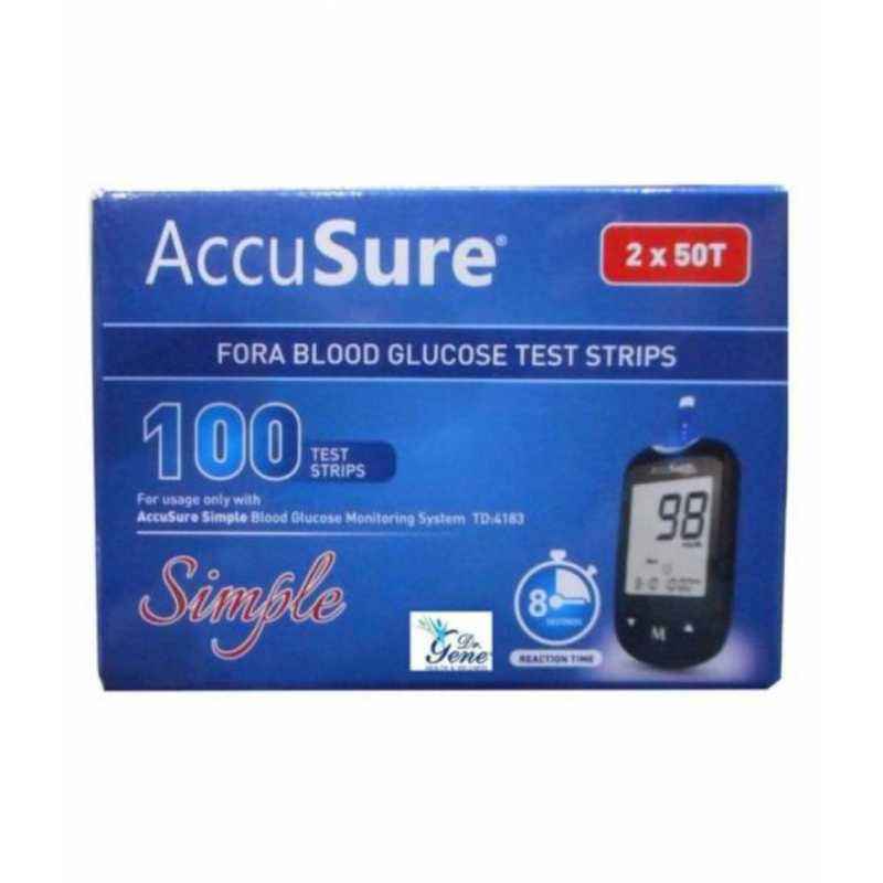 Accusure Simple Fora Blood Glucose Test Strips (100 Strips)