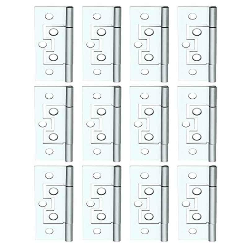 Screwtight 2.5 inch Iron Chrome Finish Flush Hinge for Door & Cabinet, â€ŽS170704CP-12 (Pack of 12)
