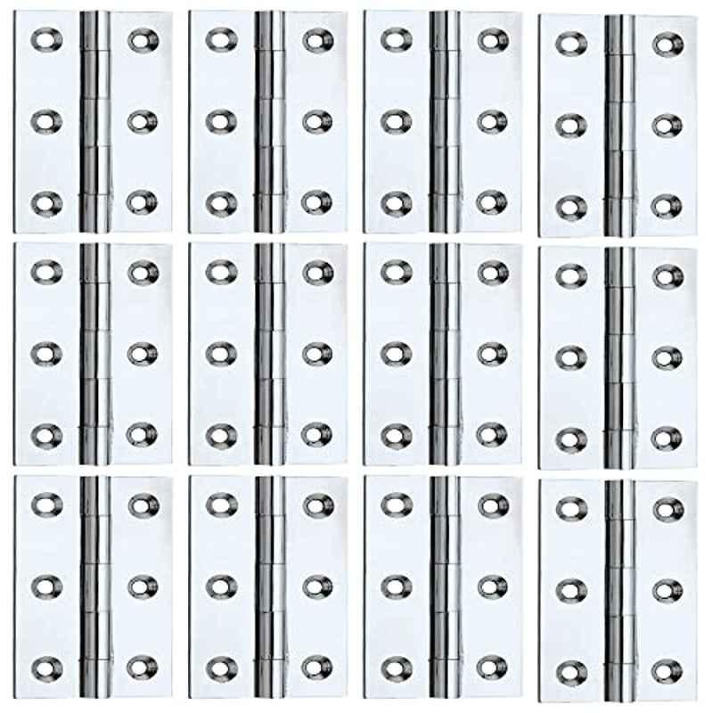 Screwtight 2.5 inch Iron Chrome Finish Door & Cabinet Butt Hinge, B170104CP-12 (Pack of 12)