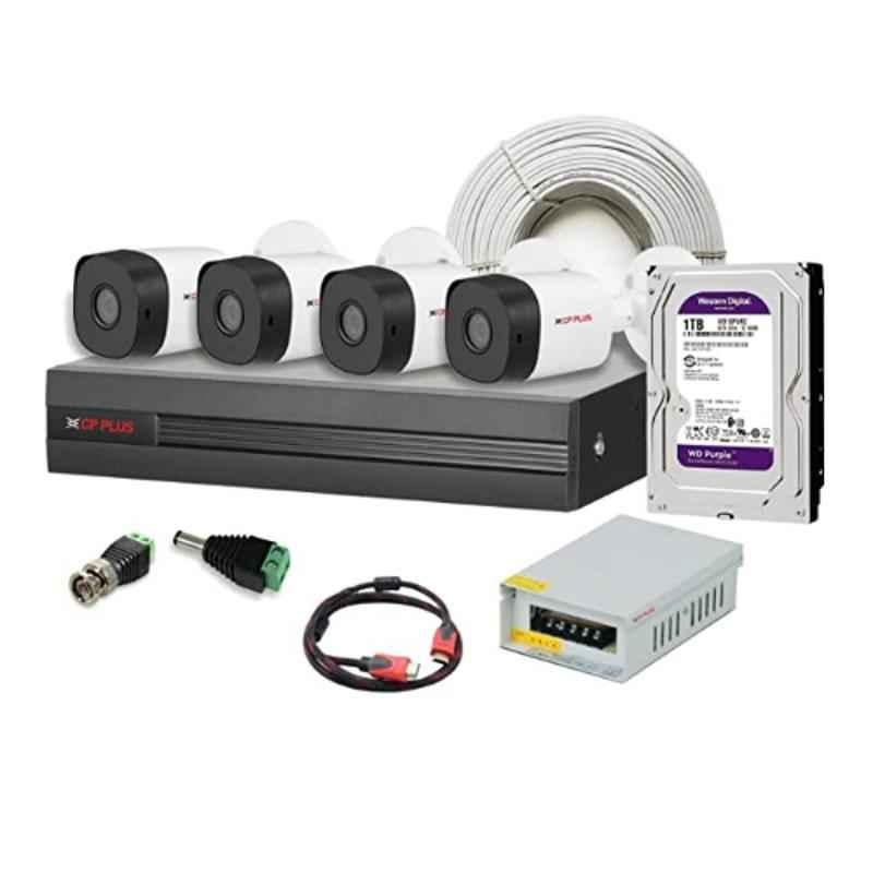 CP Plus 2.4MP 4 Pcs Outdoor Bullet Camera Set with 4CH DVR, 90m Co-Axial Cable, 4CH Power Supply, 1TB HDD, HDMI Cable, BNC & DC, CP-UCK-T4H-B2