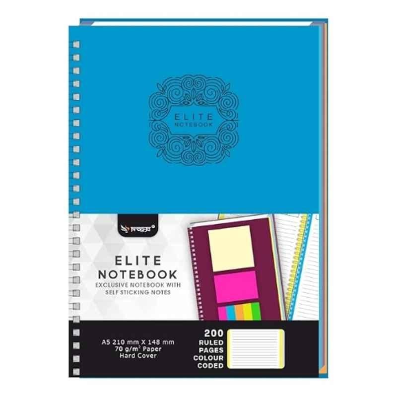 Pragya Elite 200 Pages 21x14.5cm A5 Blue Notebook with Sticky Notes, PP094