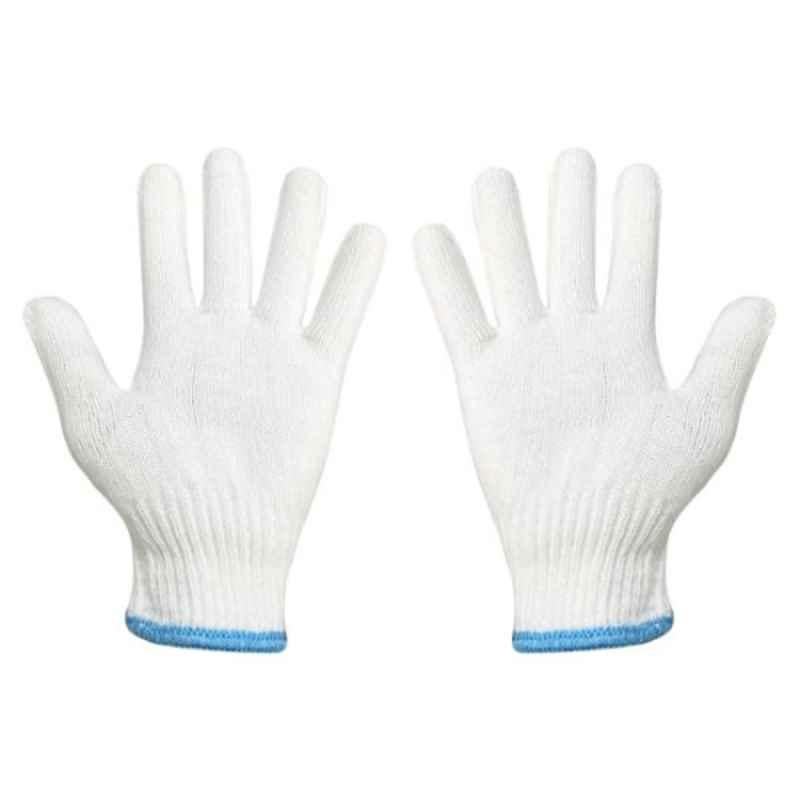 Brala 50g Pure Cotton White Knitted Safety Working Hand Gloves, Size: xxlarge (Pack of 60)