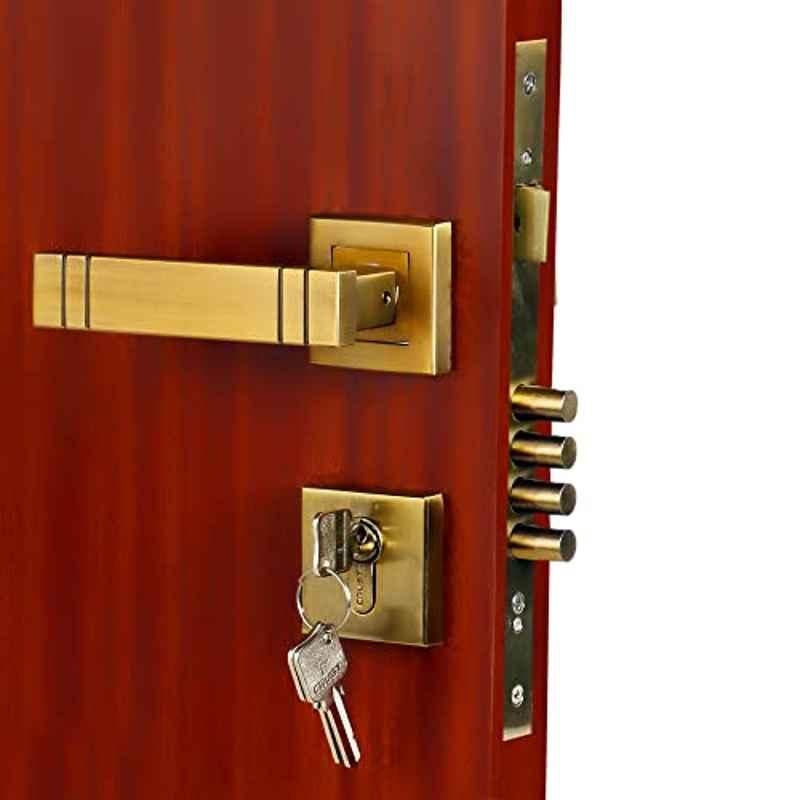 Handle Waala Rose Spacio Stainless Steel Antique Brass Finish Both Side Key Mortise Door Lock Set