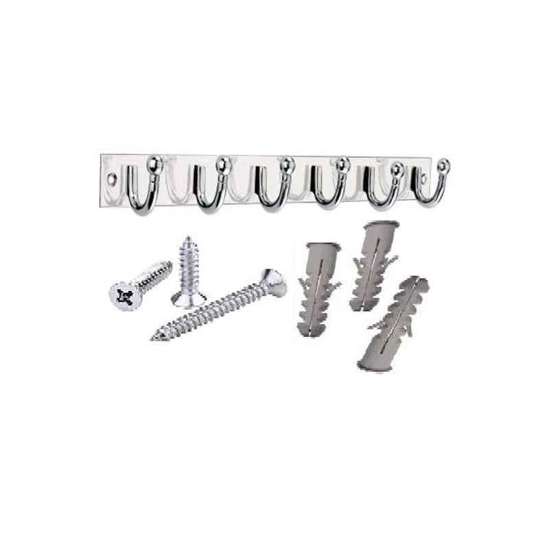 Ojass 6 Pin Stainless Steel & Aluminium Bathroom Door Cloth Hanger with 3 Screw & 3 Grip, CHS06SSL
