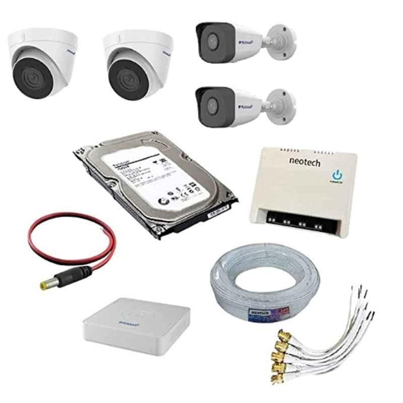 Prama 5MP 2 Pcs Bullet 2 Pcs Dome CCTV Camera Kit with 4 Channel DVR, 1TB Hard Disk & 70 m Wire