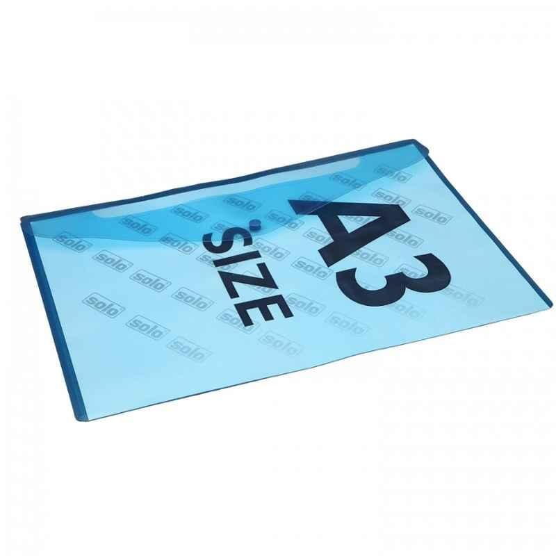 Solo A3 Transparent Blue My Clear Bag with Button Closure, MC 113 (Pack of 20)