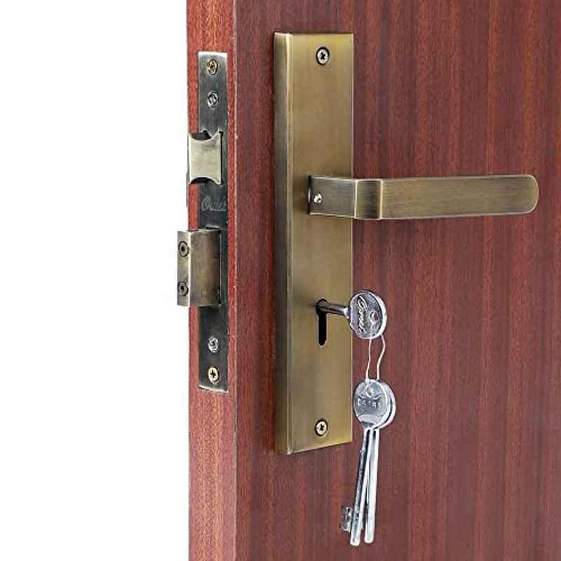 Homexpert LB303 8 inch 60mm Stainless Steel Antique Brass Finish Cylindrical Plate Mortise Door Lock Set