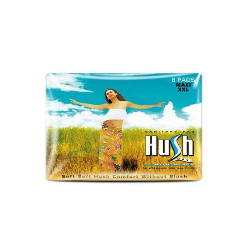 Hush Maxi 8 Pcs 320mm Straight Sanitary Napkins with Wings, H320M-4-7 (Pack of 5)