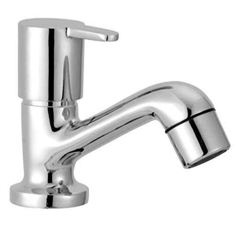 Logger Brass Chrome Plated Silver Pillar Cock Wash Basin Tap