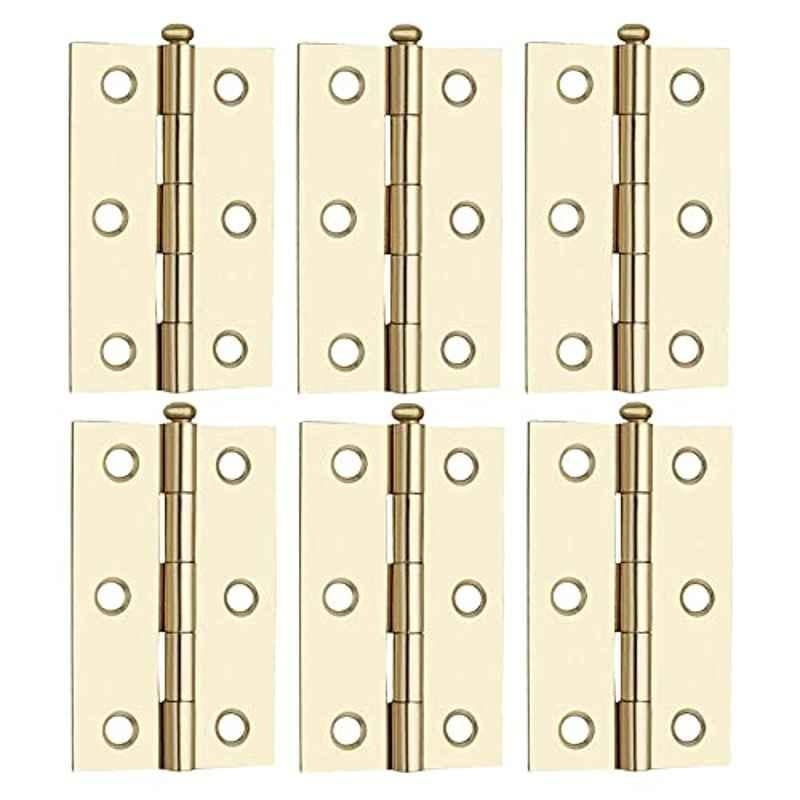 Screwtight 3 inch Iron Brass Finish Door & Cabinet Butt Hinge, â€ŽS170201EB-6 (Pack of 6)