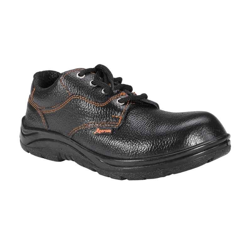 Agarson 9015 Steel Toe Black Work Safety Shoes, Size: 8